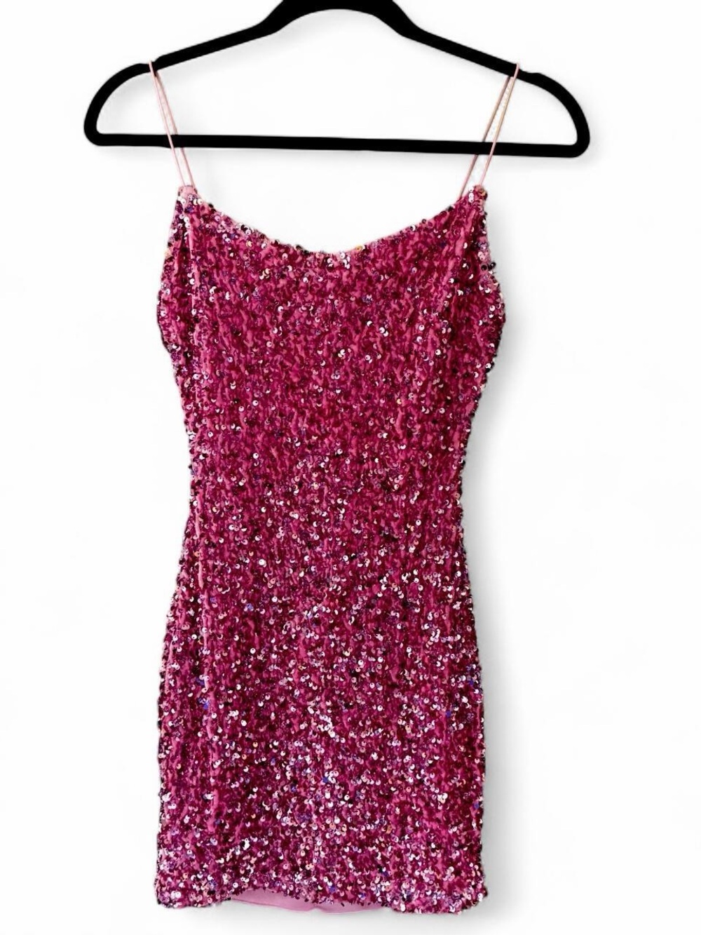 Pink Sequin Slip Dress - Women's Party Dress